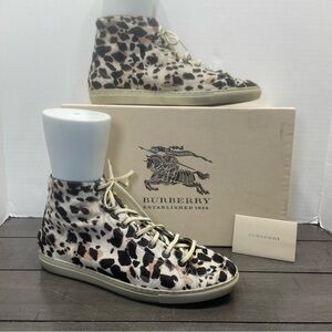 Rare Burberry Animal Print Calfskin High-top Sneakers S8.5/eur 38.5. COA.used